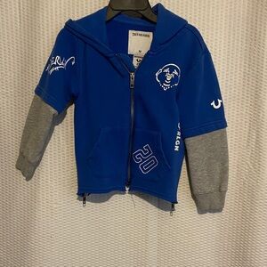 True Religion Blue and Gray Kids Zip-Up Hoodie